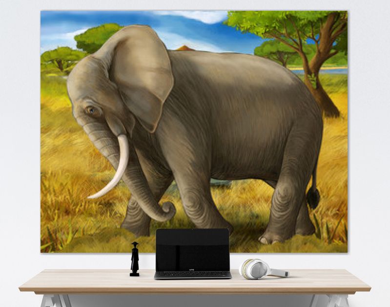 cartoonscène met olifantsafari-illustratie voor kinderen