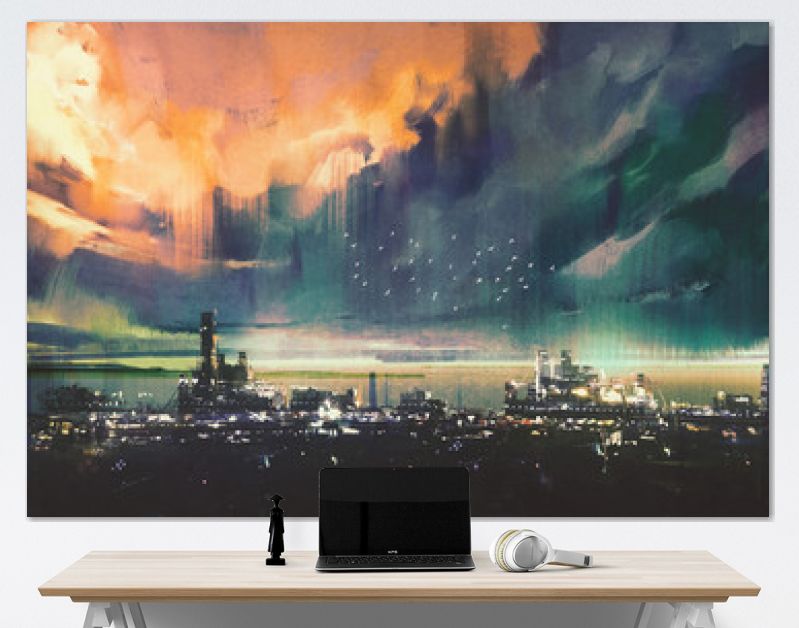 landschap digitaal schilderen van sci-fi stad