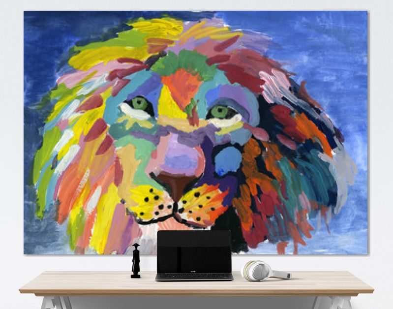 Avantgarde kleurrijk portret van een leeuw