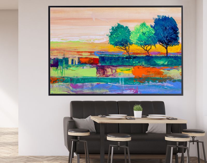 Bomen, olieverfschilderij, artistieke achtergrond