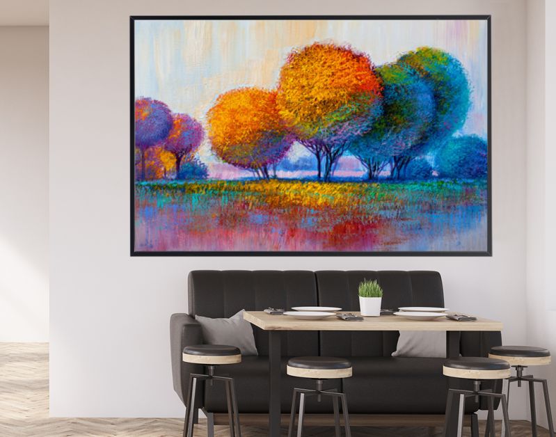 Bomen, olieverfschilderij, artistieke achtergrond