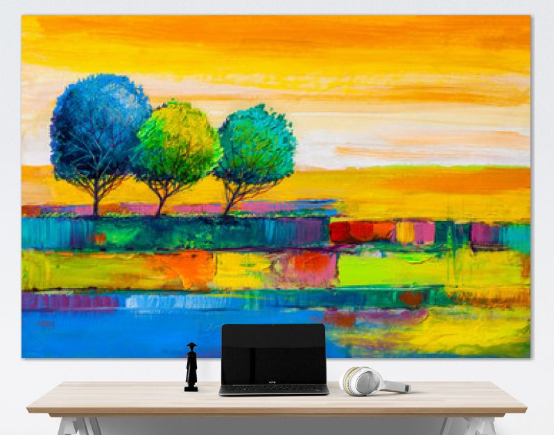 Bomen, olieverfschilderij, artistieke achtergrond