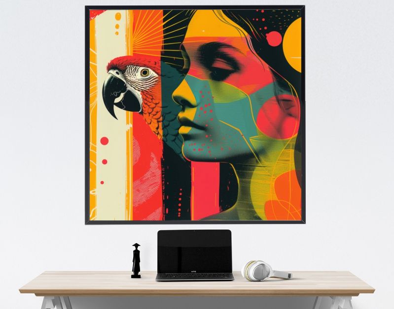 Popart woman with parrot2