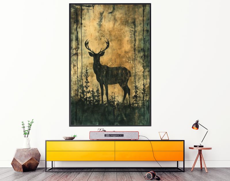 Smaragdgroene Weide- Hert in Gouden Glans