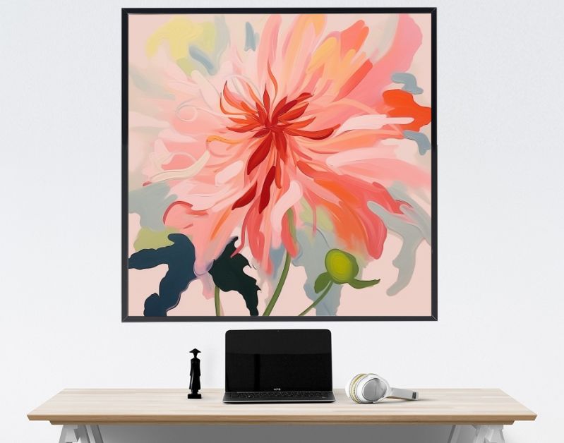 Abstract painted dahlia flower limited color