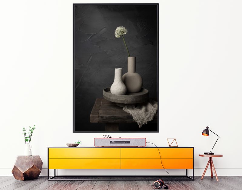 Stilleven met witte aliumbol