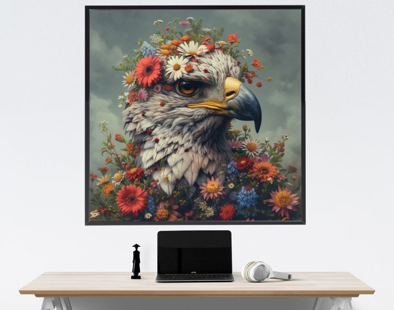 Arend met bloemen