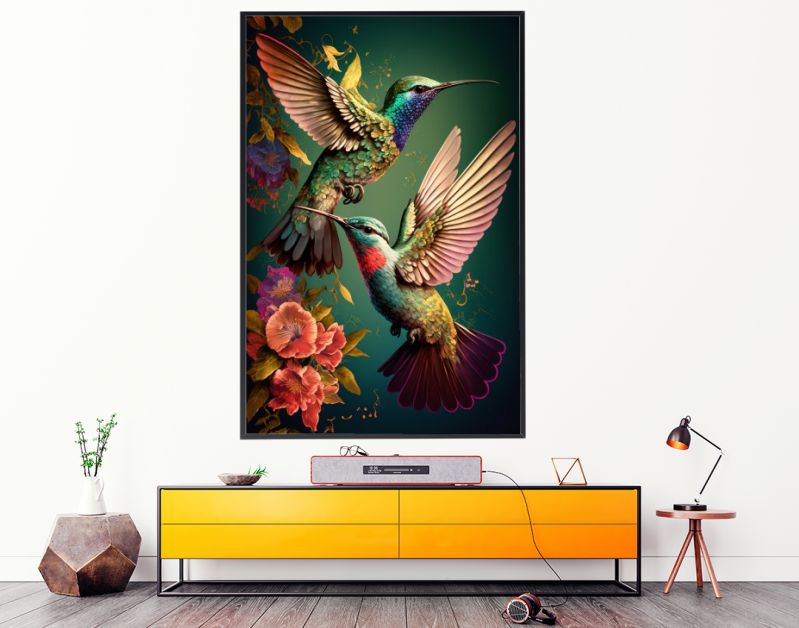 Hummingbirds met bloemen