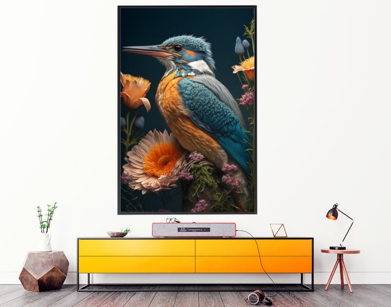 IJsvogel met bloemen