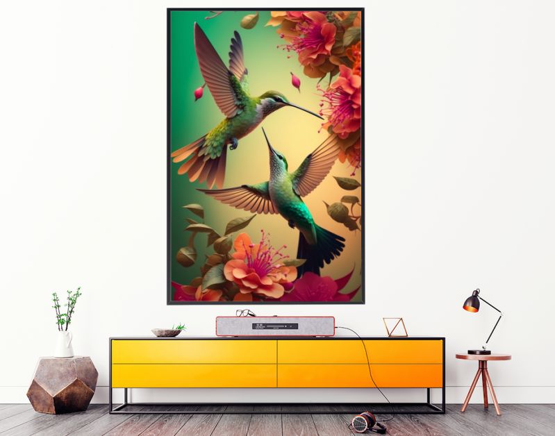 Twee vliegende kolibris