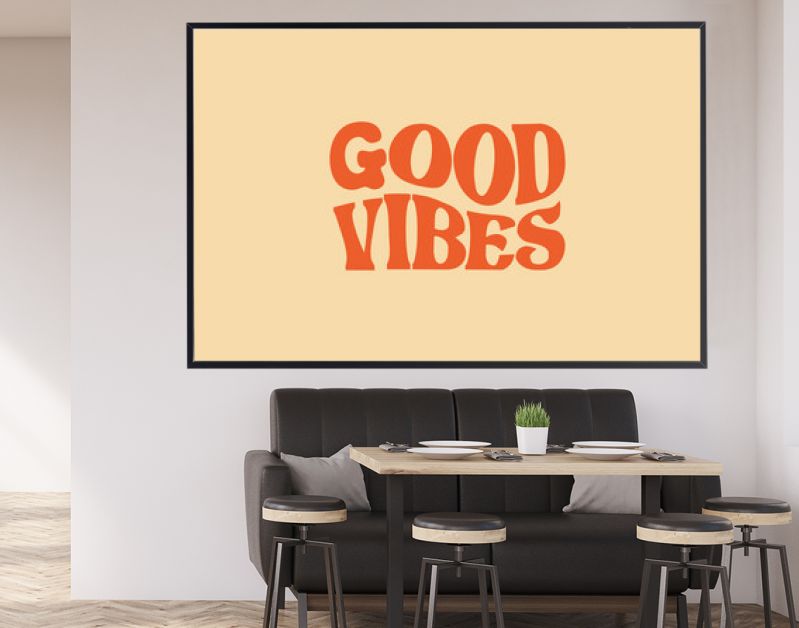 Good vibes only trendy wavy text design retro groovy  warp text typography design vector template for t shirt poster banner wall art	