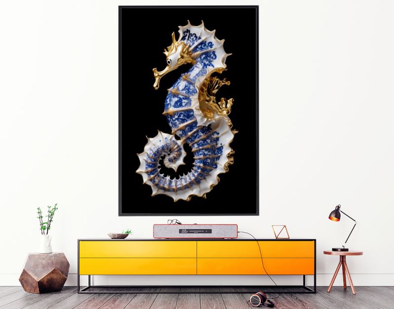 A Delft Blue Seahorse