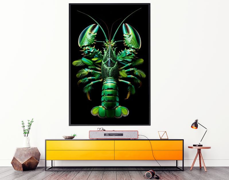 Lobster jungle green feathers