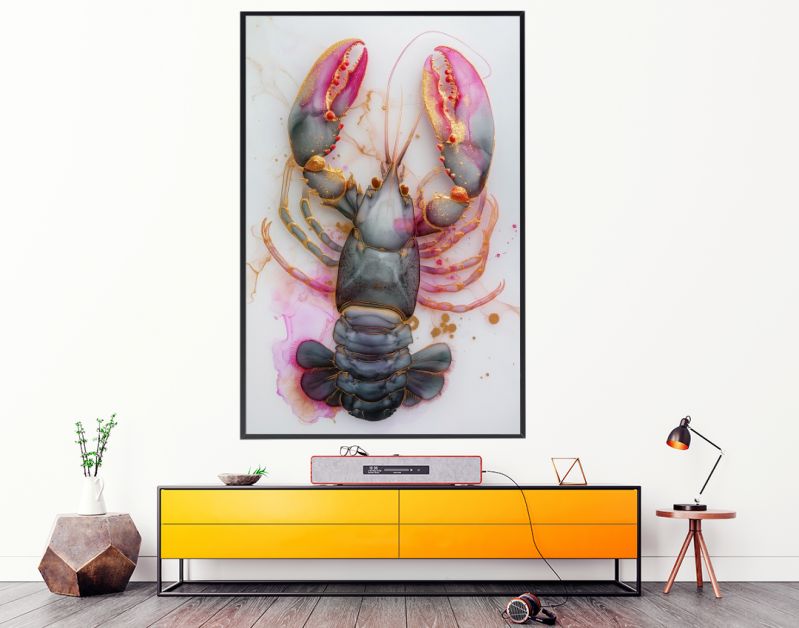 Lobster marble ink grey pink gold