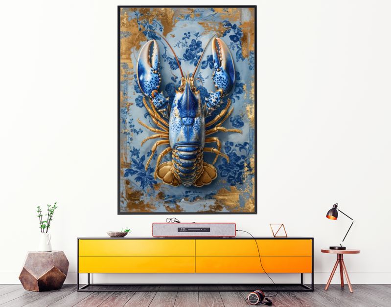 Painting Royal Delft Blue lobster