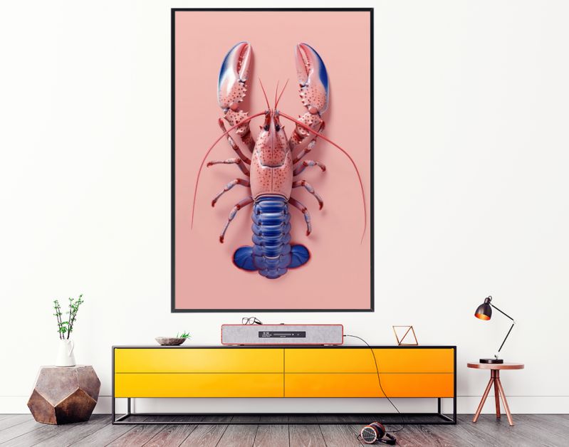 Pink and blue lobster