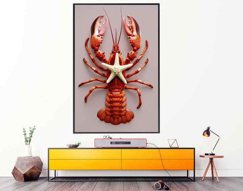 Rode kreeft met zeester