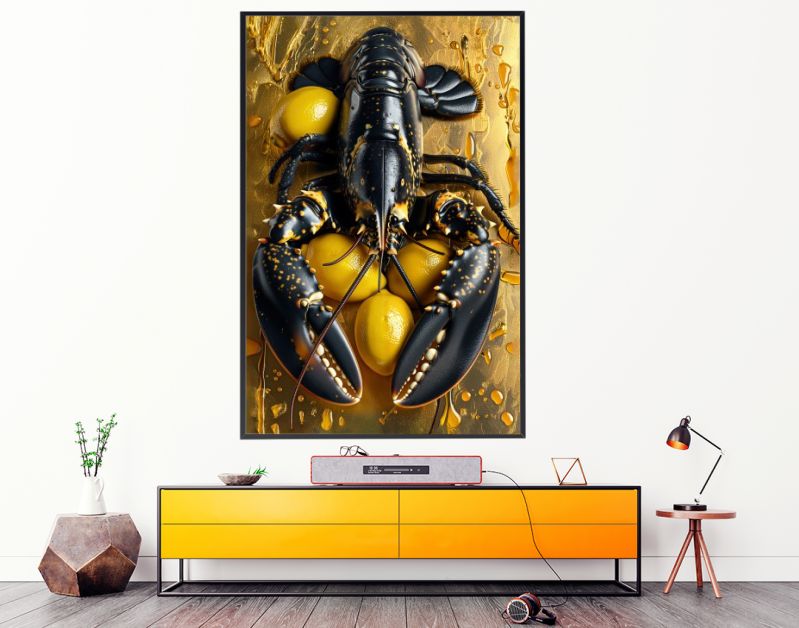 Zwarte kreeft met citroenen