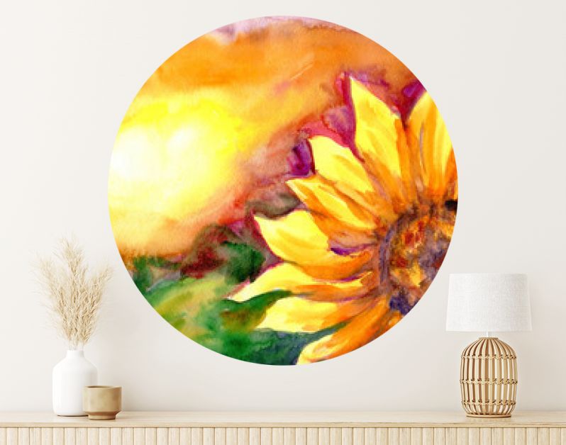 Zonnebloemveld in tijd zonsondergang