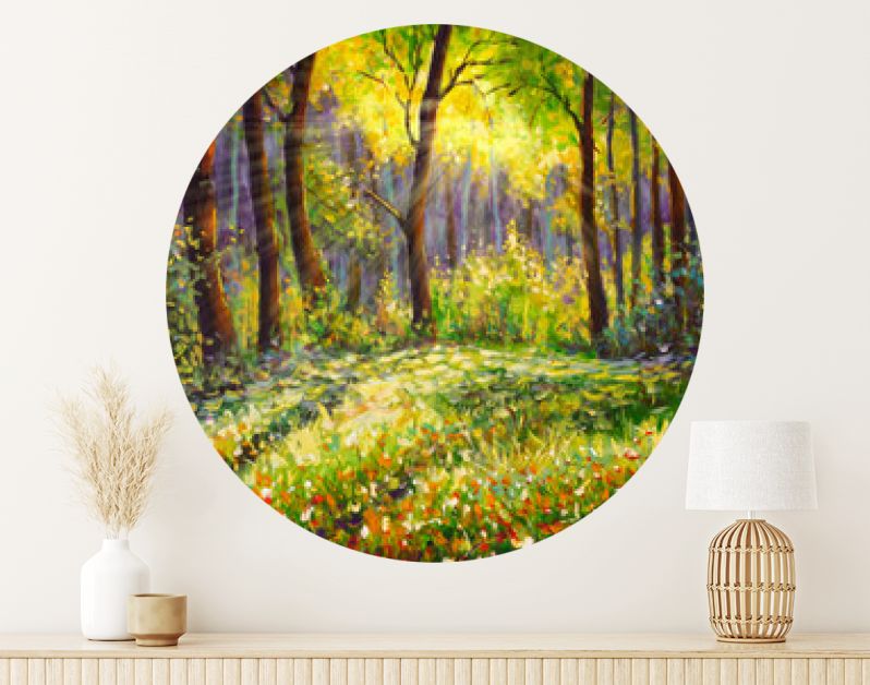 Olieverfschilderij op canvas modern impressionisme Zonnig boslandschap