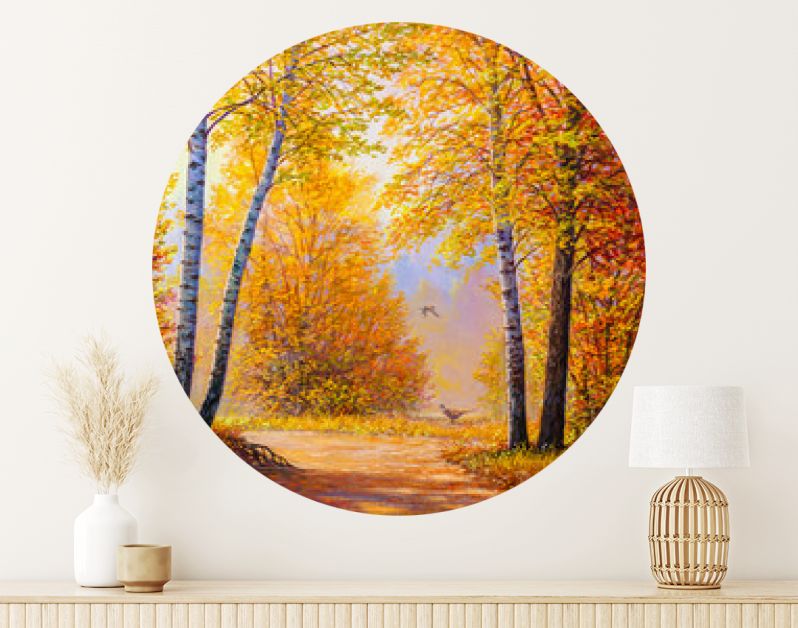 Fazanten in het herfstbos. Landschap met olieverfschilderij.