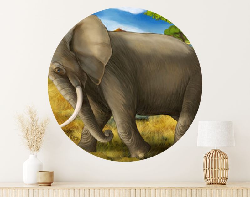 cartoonscène met olifantsafari-illustratie voor kinderen