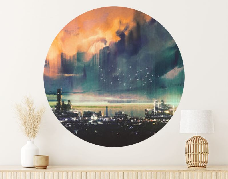 landschap digitaal schilderen van sci-fi stad