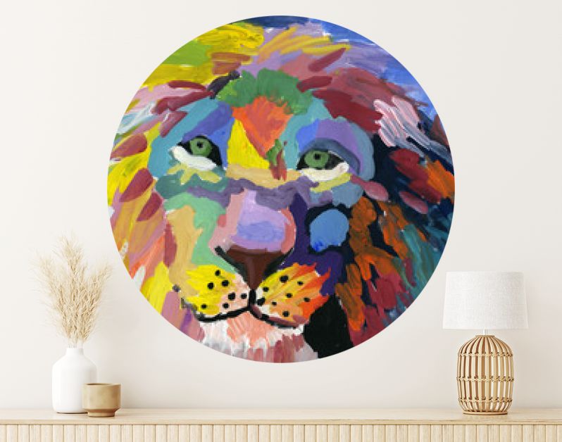 Avantgarde kleurrijk portret van een leeuw