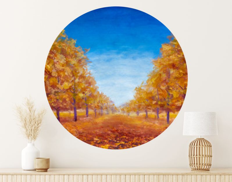 Herfst Olieverfschilderij landschap - kleurrijk herfstbos steegje park