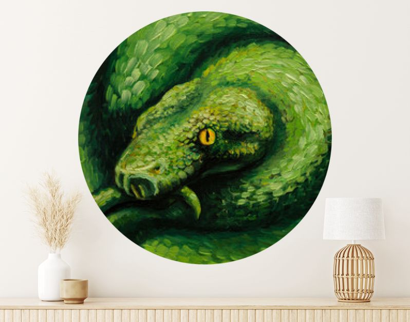 Olieverfschilderij, slang, handgemaakt