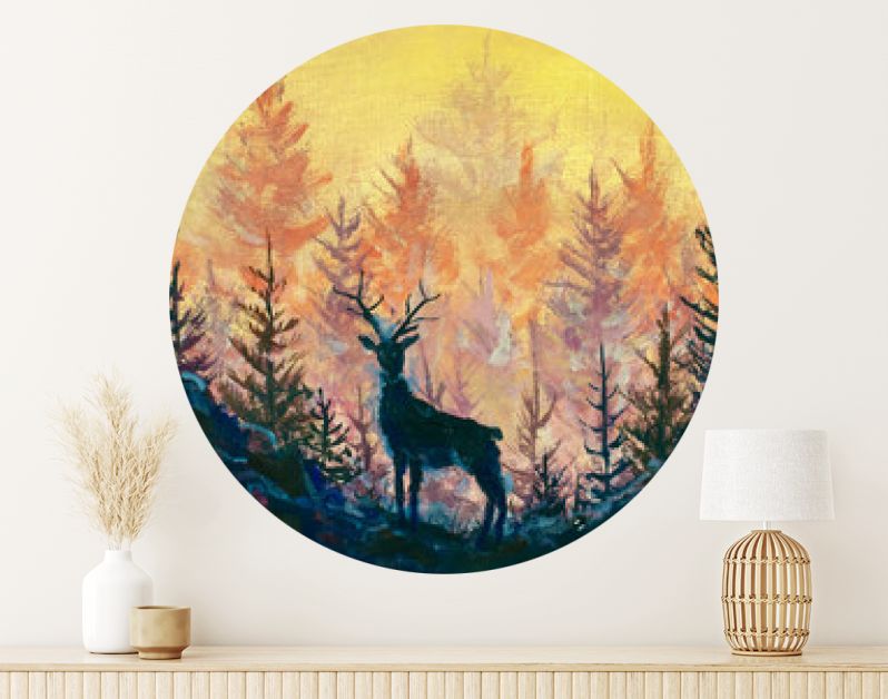 Herten en bos kunst schilderij illustratie dier landschap kunstwerk