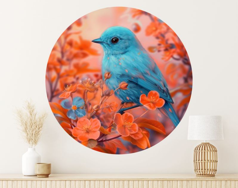 Blue bird & orange cherryblossom