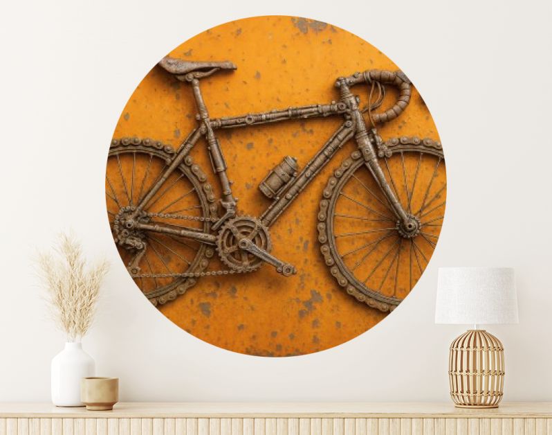 Industriële racefiets van roestig metaal en schroot