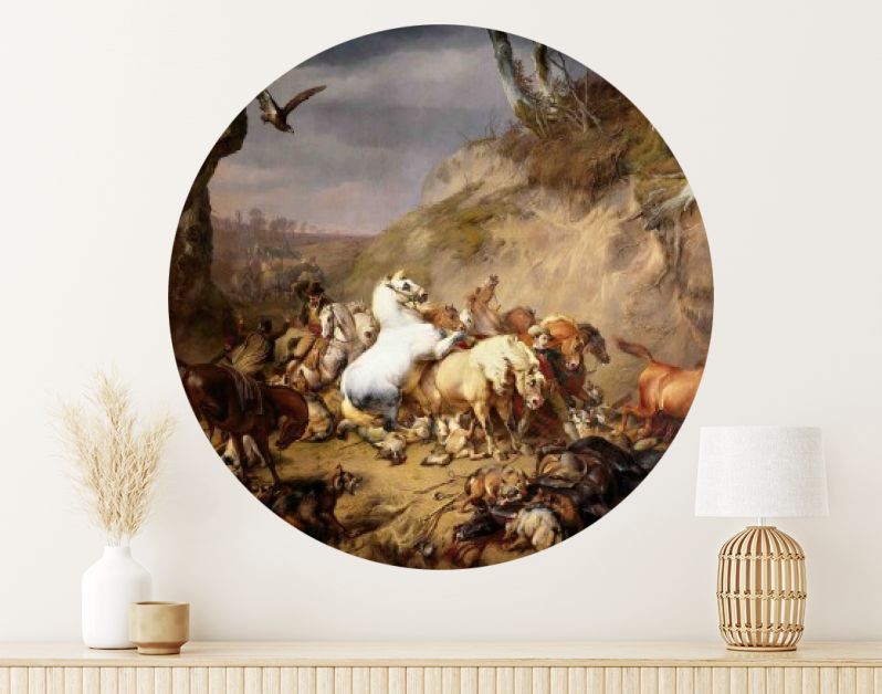 Hongerige wolven overvallen een groep ruiters, Eugène Verboeckhoven, 1836