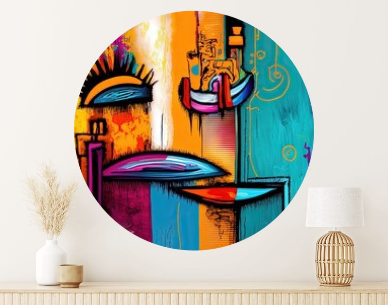 illustratie van kleurrijke surrealistische gezichtskunst