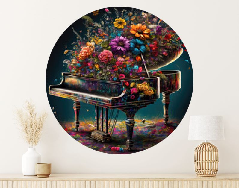 een fantasiebloempianoillustratie, abstracte moderne kunst, generatieve ai-technologie