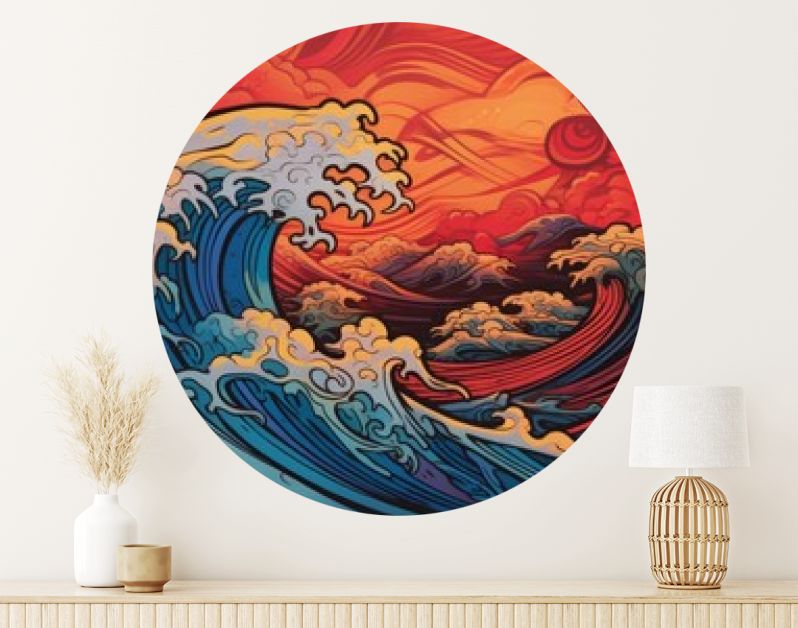 Surf golf achtergrond. Kleurrijke illustratie van een zeegolf met golven, generatieve Ai