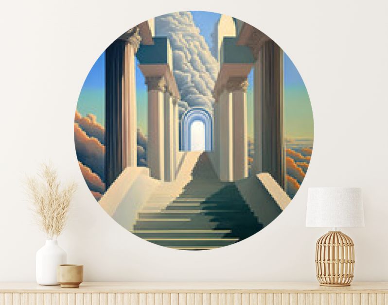 Stairway to heaven illustratie kunst spirituele achtergrond artwork religieus god wolken oplichten trap trap hemel fantasie religie paradijs