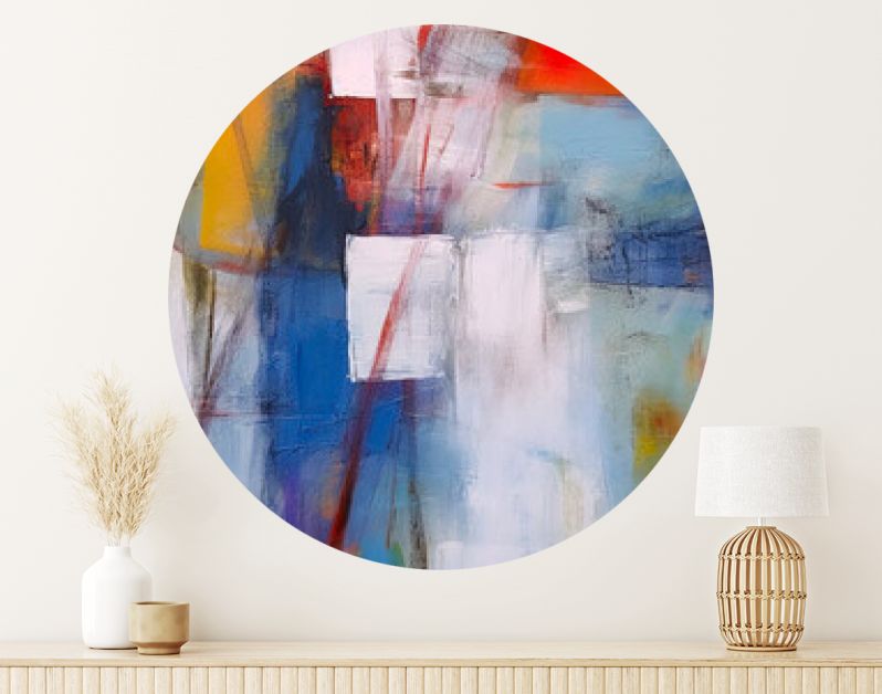 Abstract veelkleurig schilderij met grungetextuur op canvas. Kunstwerk mix penseelstreek, splash kleur en olie, acrylverfelement. Moderne hedendaagse kunst generatieve AI