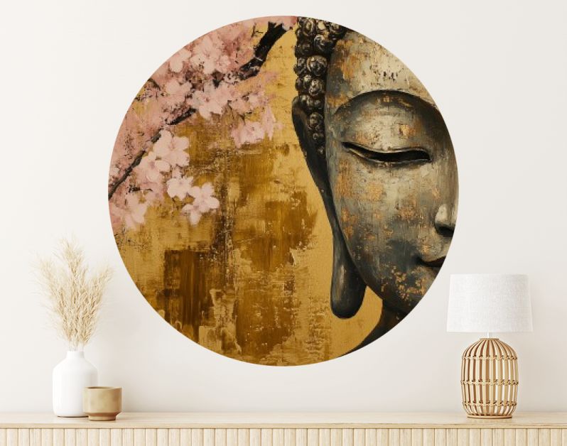 Gouden sereniteit onder roze bloesems