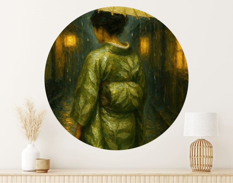 Japanse geisha met paraplu in de avond