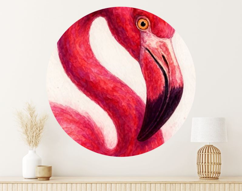 Close-up van roze flamingo met gebogen hals