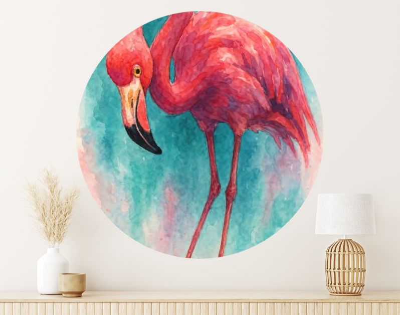 Tropische roze flamingo in felle aquarelkleuren