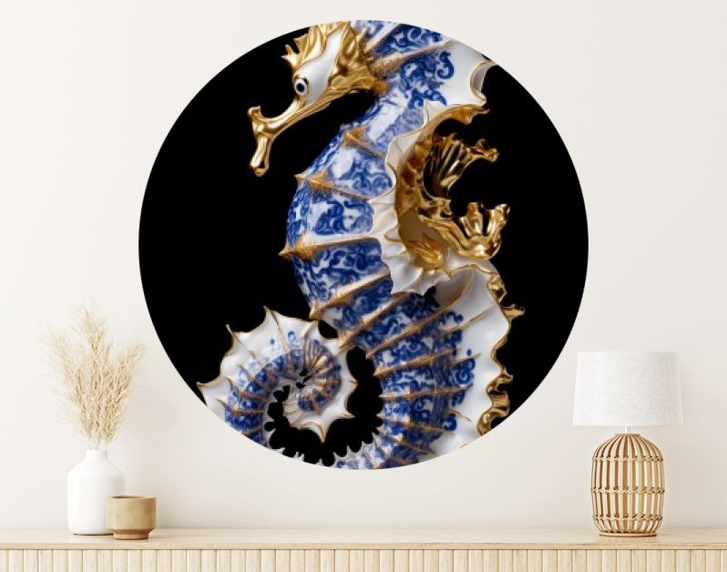 A Delft Blue Seahorse