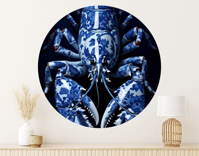A lobster in Delft Blue style