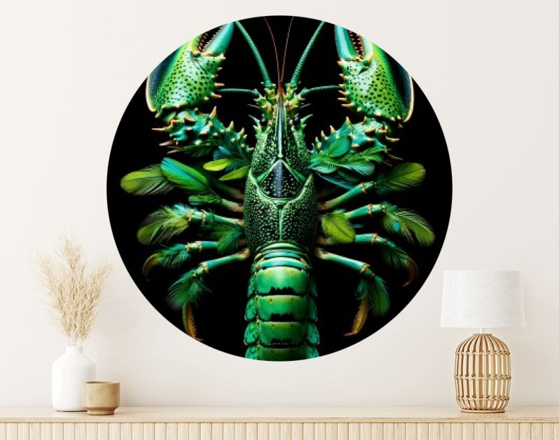 Lobster jungle green feathers