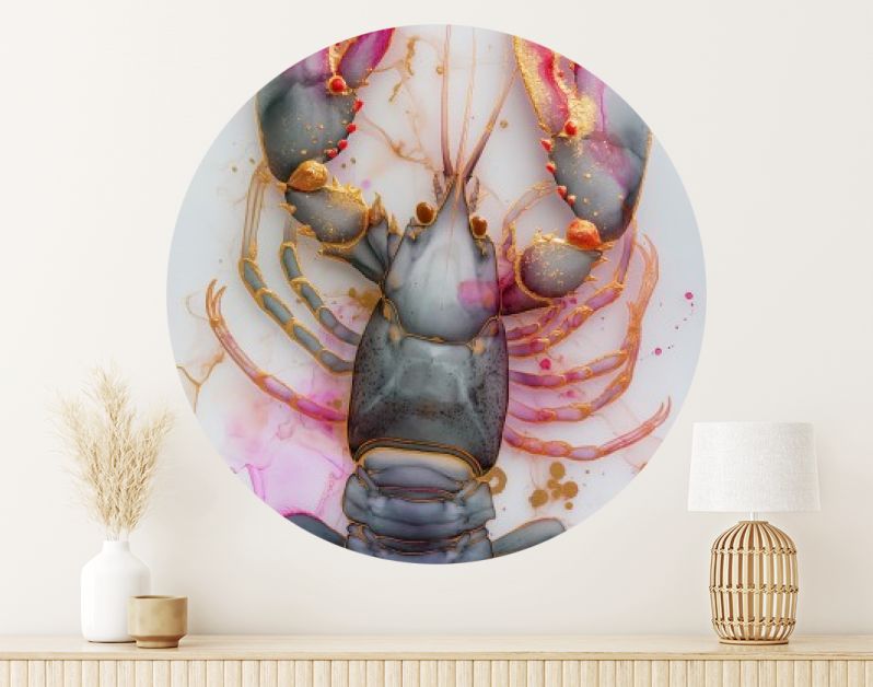 Lobster marble ink grey pink gold