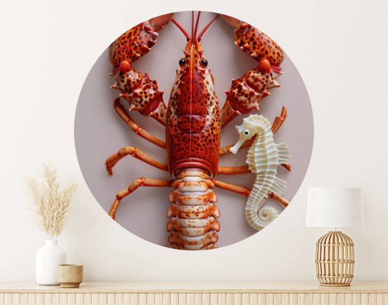 Rode kreeft met zeepaardje