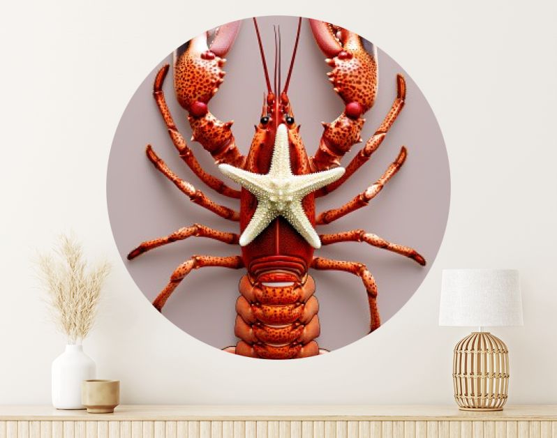 Rode kreeft met zeester