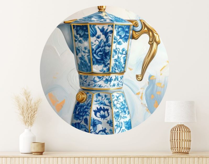 Italiaanse percolator in delfts blauw